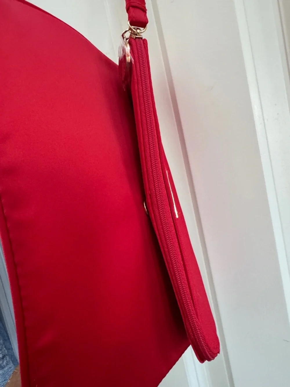 Giorgio Armani Red Wristlet Clutch with Gold Accent